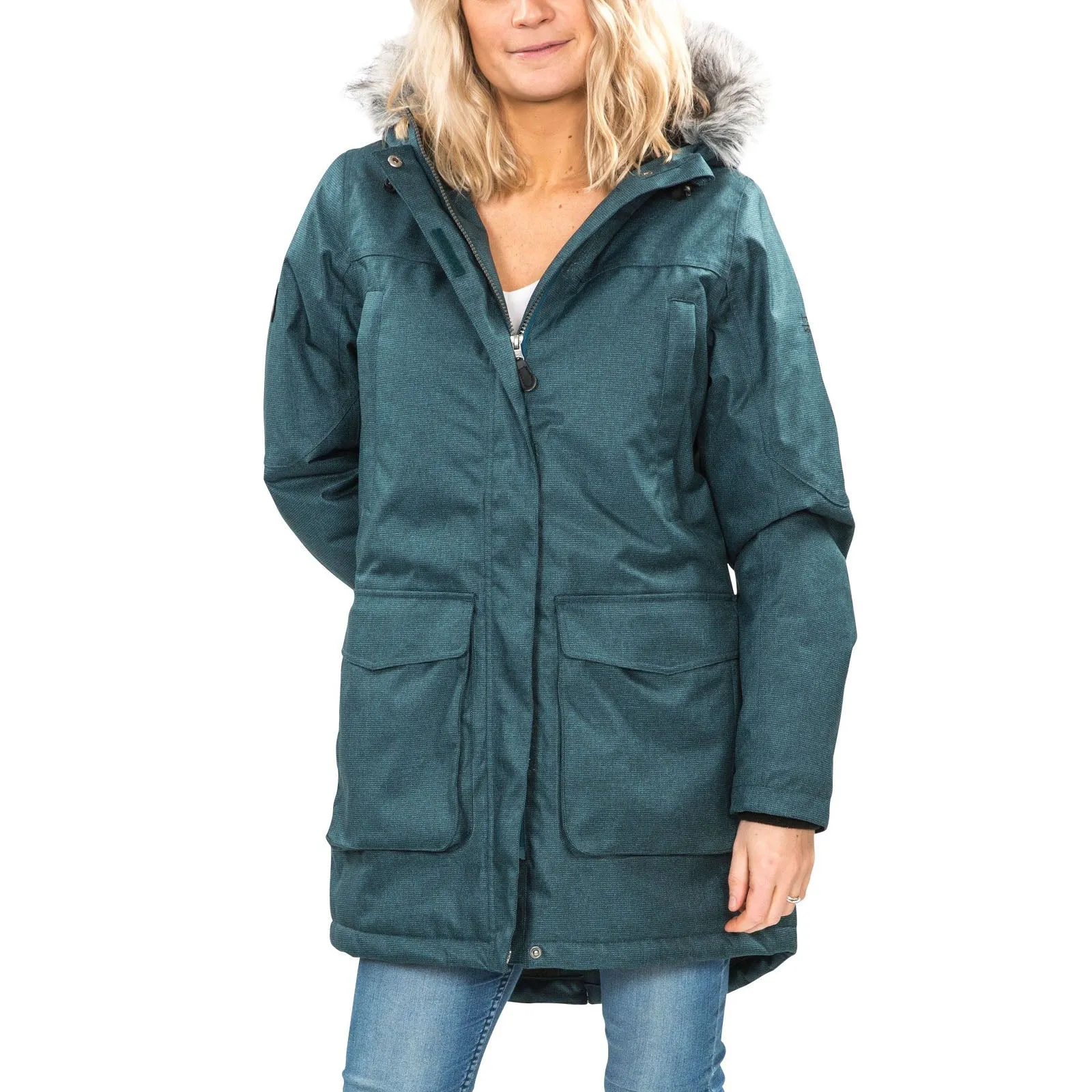 Trespass Womens Thundery Waterproof Parka Jacket Chill Commute Fit Cuffs Adjust