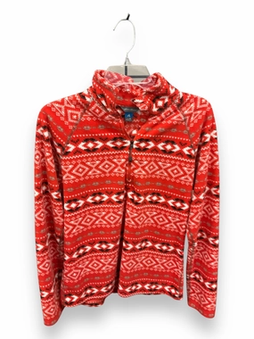 Top Long Sleeve By Eddie Bauer In Red & White, Size: M Soft Inner Lining Reflective Logo Detail