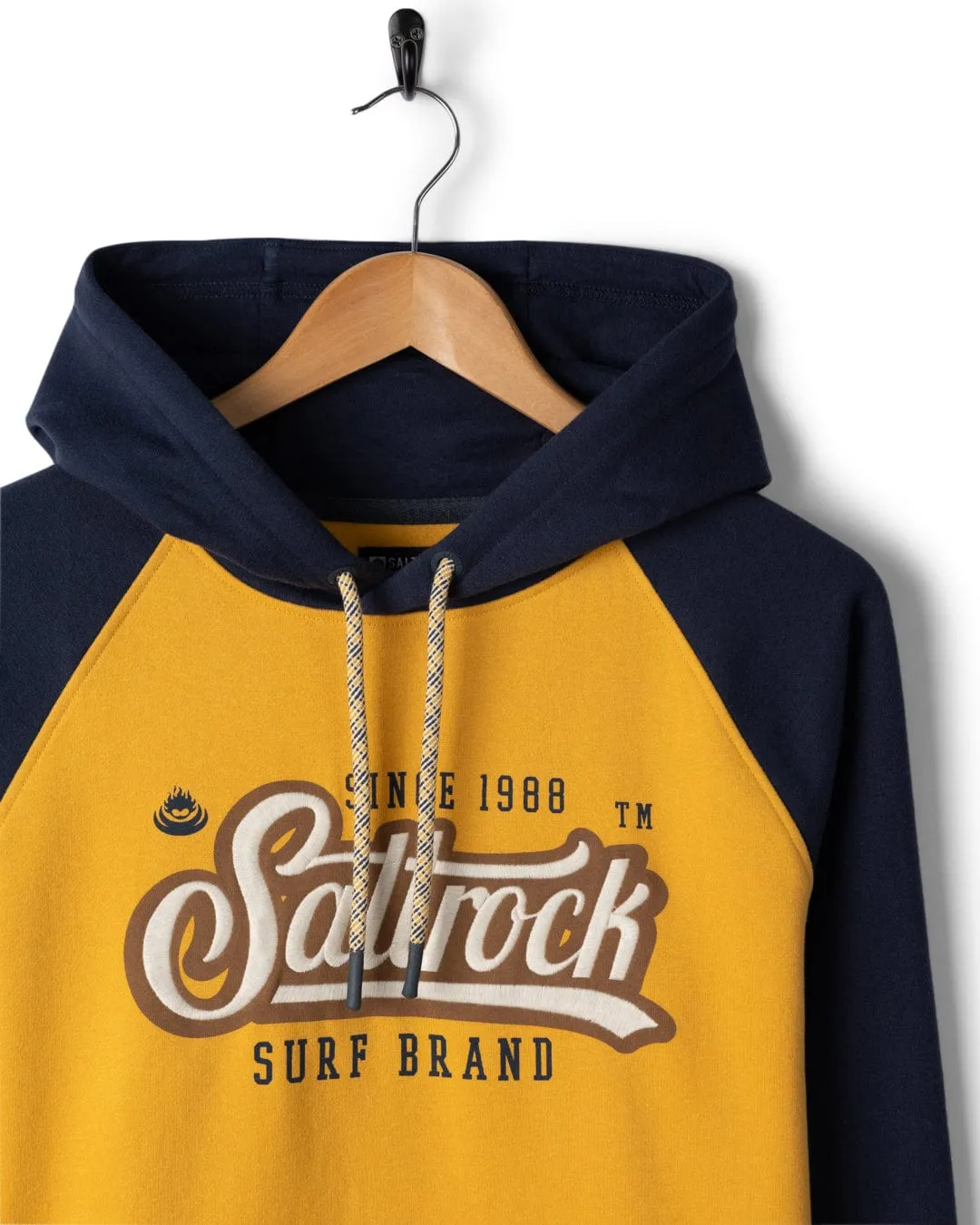 Pitcher Raglan - Mens Pop Hoodie - Yellow/Blue Knit Wearable