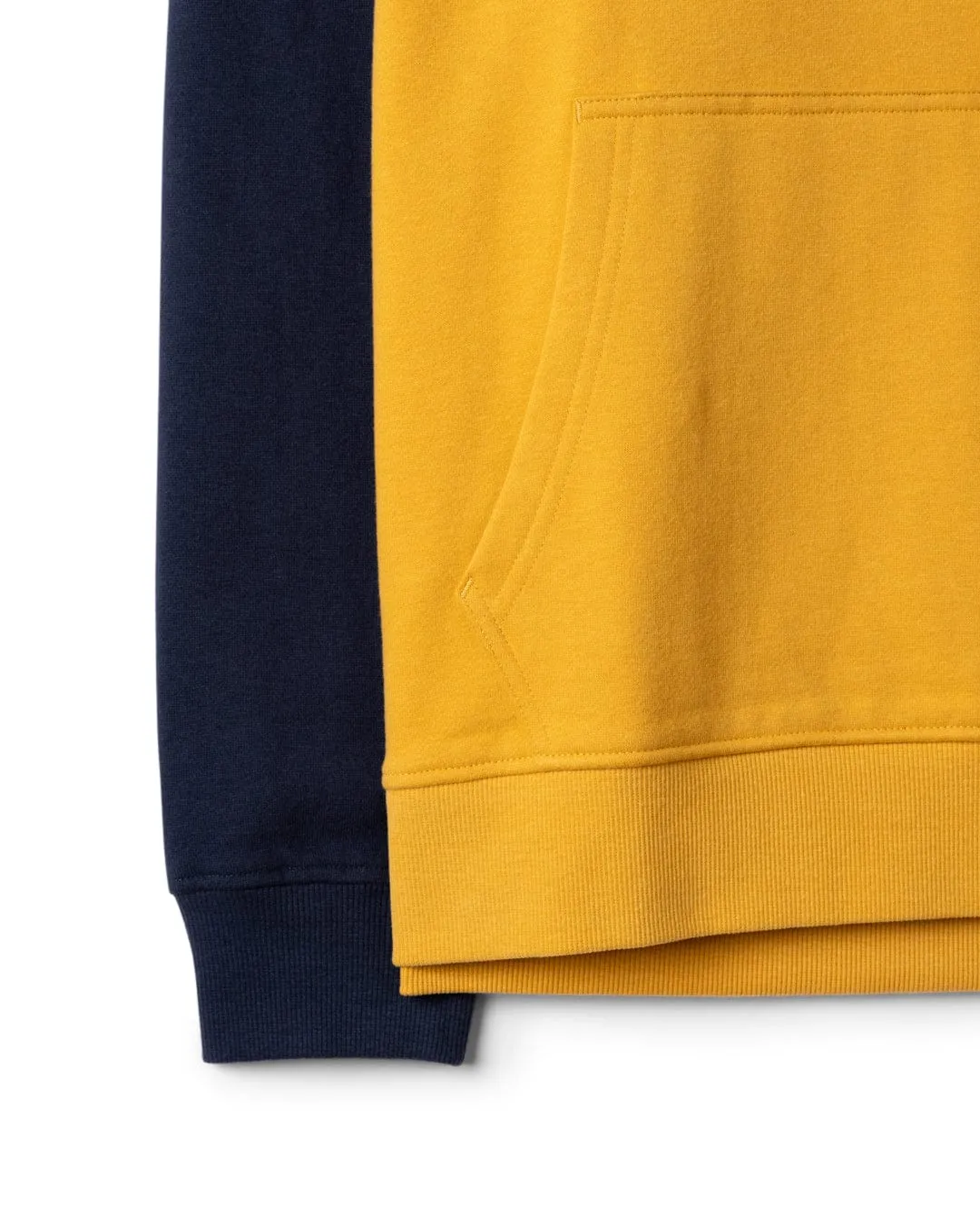 Pitcher Raglan - Mens Pop Hoodie - Yellow/Blue Ribbed cuff