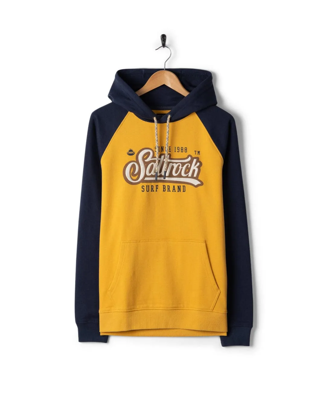 Fashion Statement Pitcher Raglan - Mens Pop Hoodie - Yellow/Blue