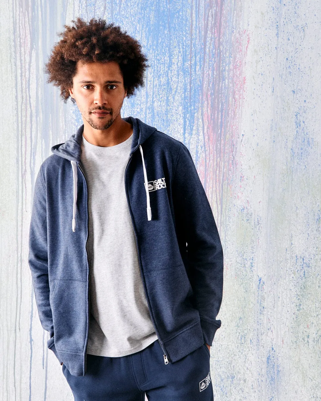 Effortless Layer Comfortable Layer Saltrock Original - Mens Zip Hood - Blue Marl