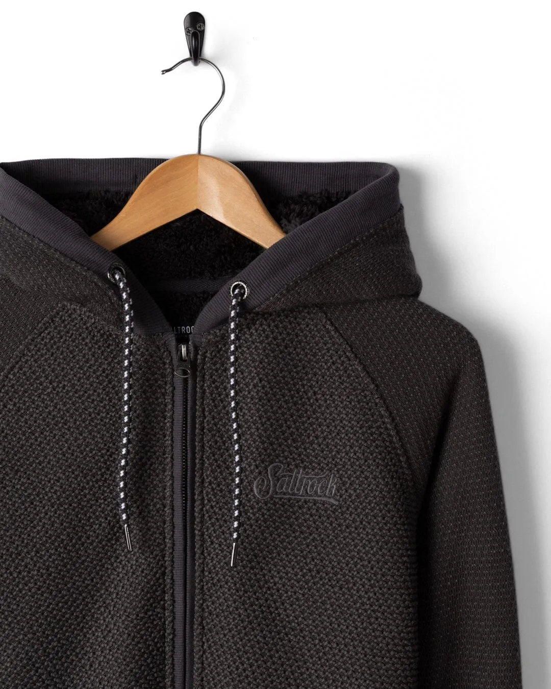 Hall Embro - Mens Borg Lined Hoodie - Dark Grey Comfortable Design Merino Wool
