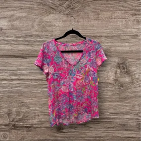 Street Style Fashion Comfort Top Short Sleeve Designer By Lilly Pulitzer In Pink & Purple, Size: S