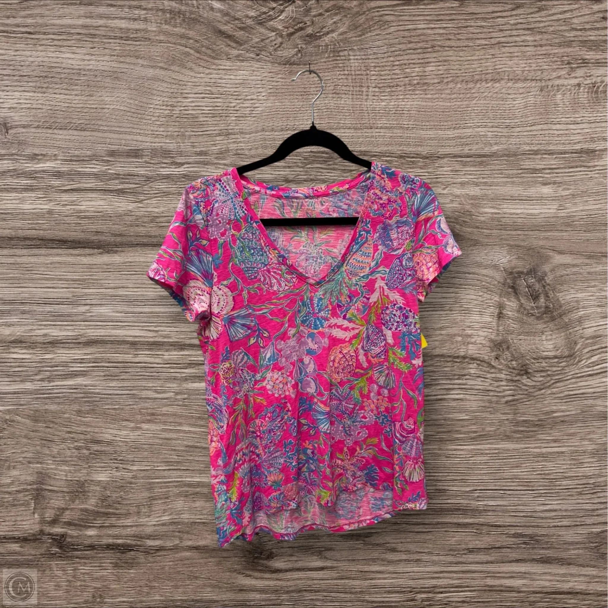 Street Style Fashion Comfort Top Short Sleeve Designer By Lilly Pulitzer In Pink & Purple, Size: S