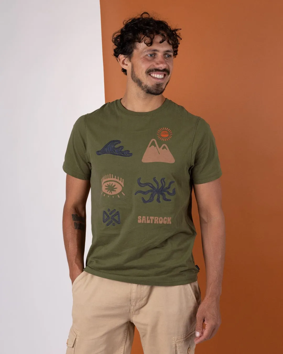 Quick Dry Technology Block Icons - Mens Short Sleeve T-Shirt - Green
