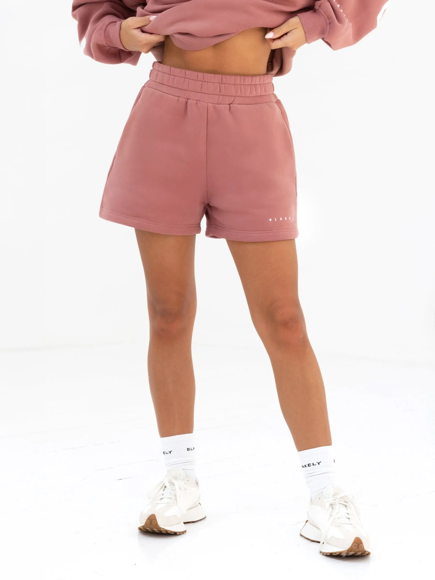 Flexible Hemline Isabel Jogger Shorts - Blush Brown