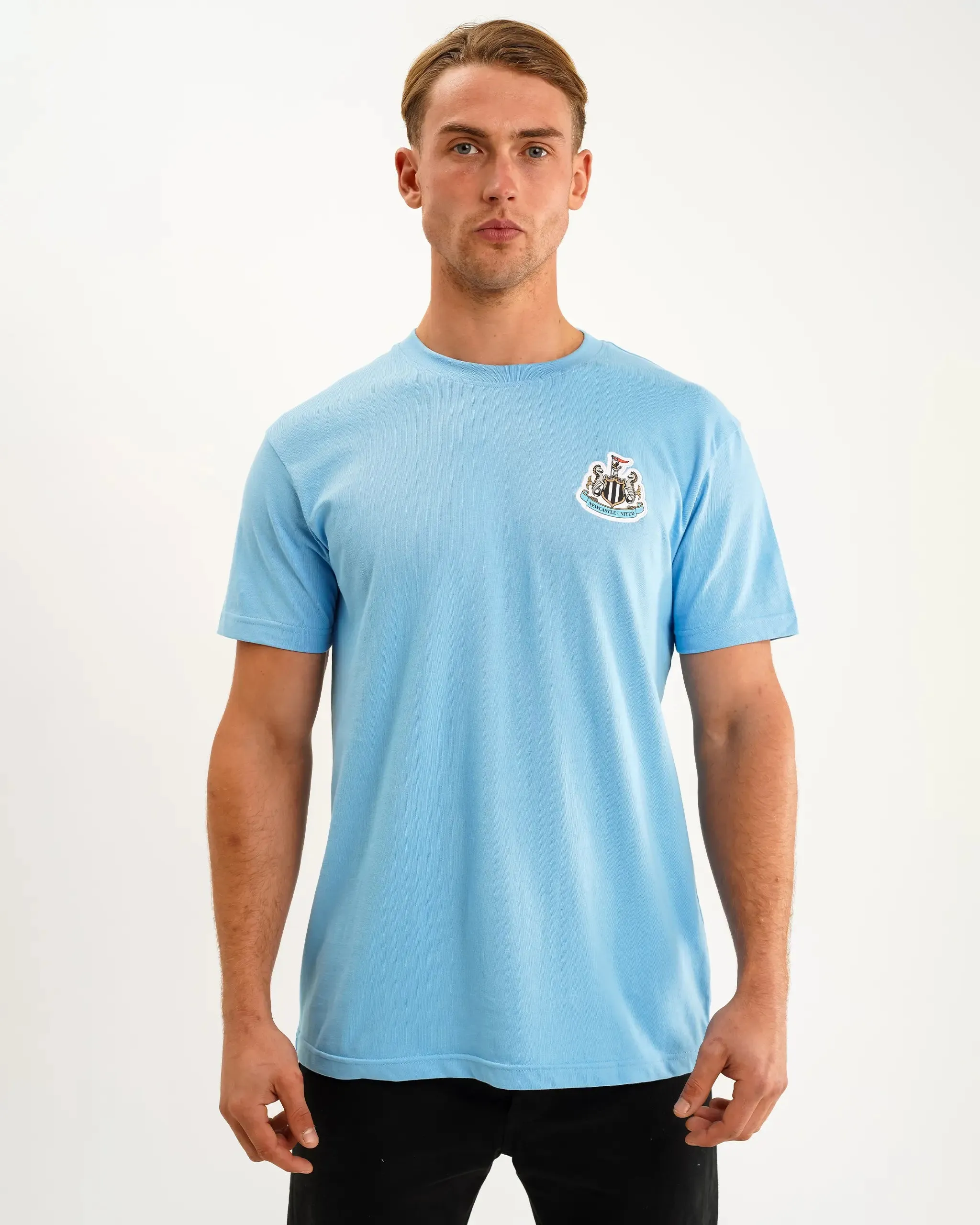 Newcastle United Men's Blue Terrace Crest T-Shirt Multi Panel Design