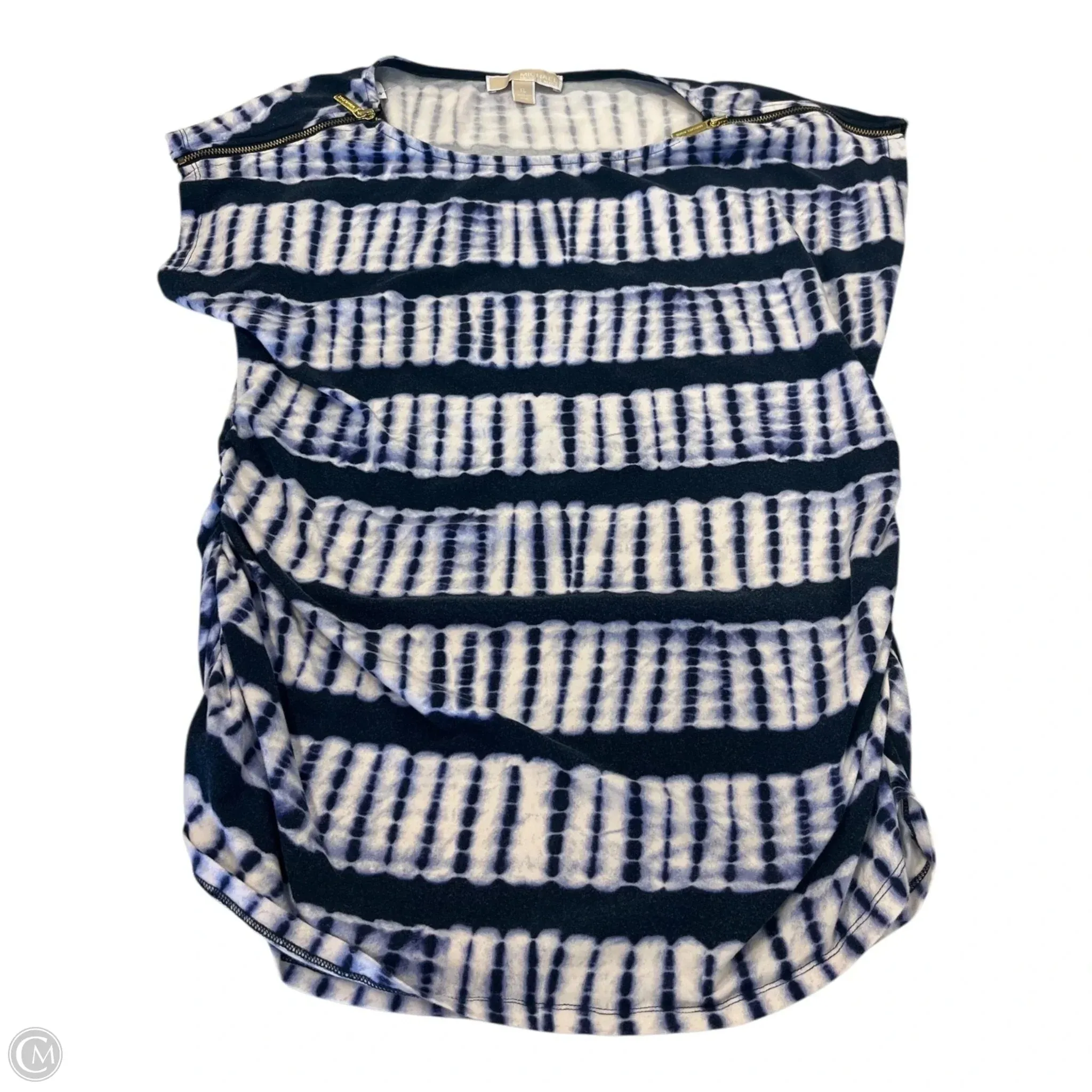 Top Short Sleeve Designer By Michael Kors In Striped Pattern, Size: Xl Circular Knit Construction