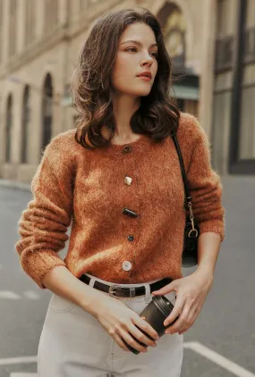Nylon Cover Brayden Alpaca Cardigan - Ginger