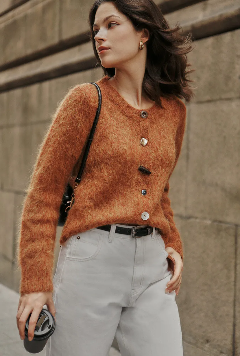 Soft Layers Wrinkle resistant fabric Brayden Alpaca Cardigan - Ginger