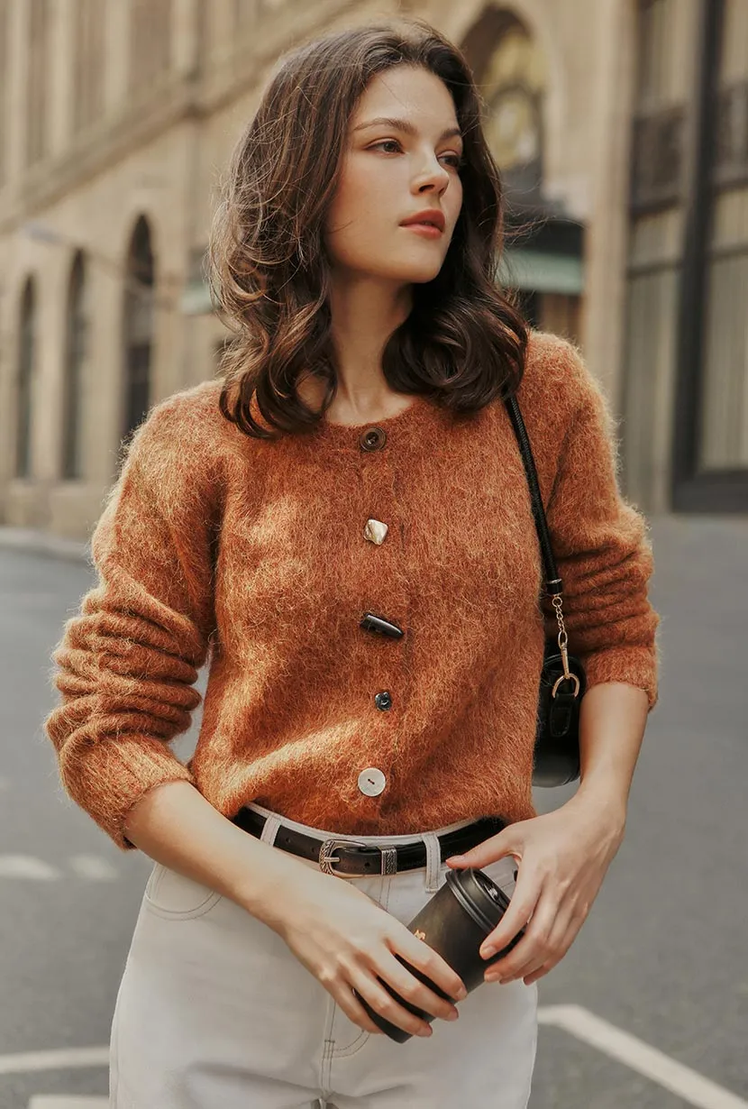 Nylon Cover Brayden Alpaca Cardigan - Ginger