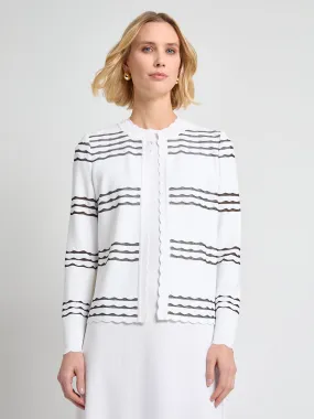 MeshLinedVents Dual Layer Insulation Heritage Scalloped Trim Soft Knit Jacket - True Fit
