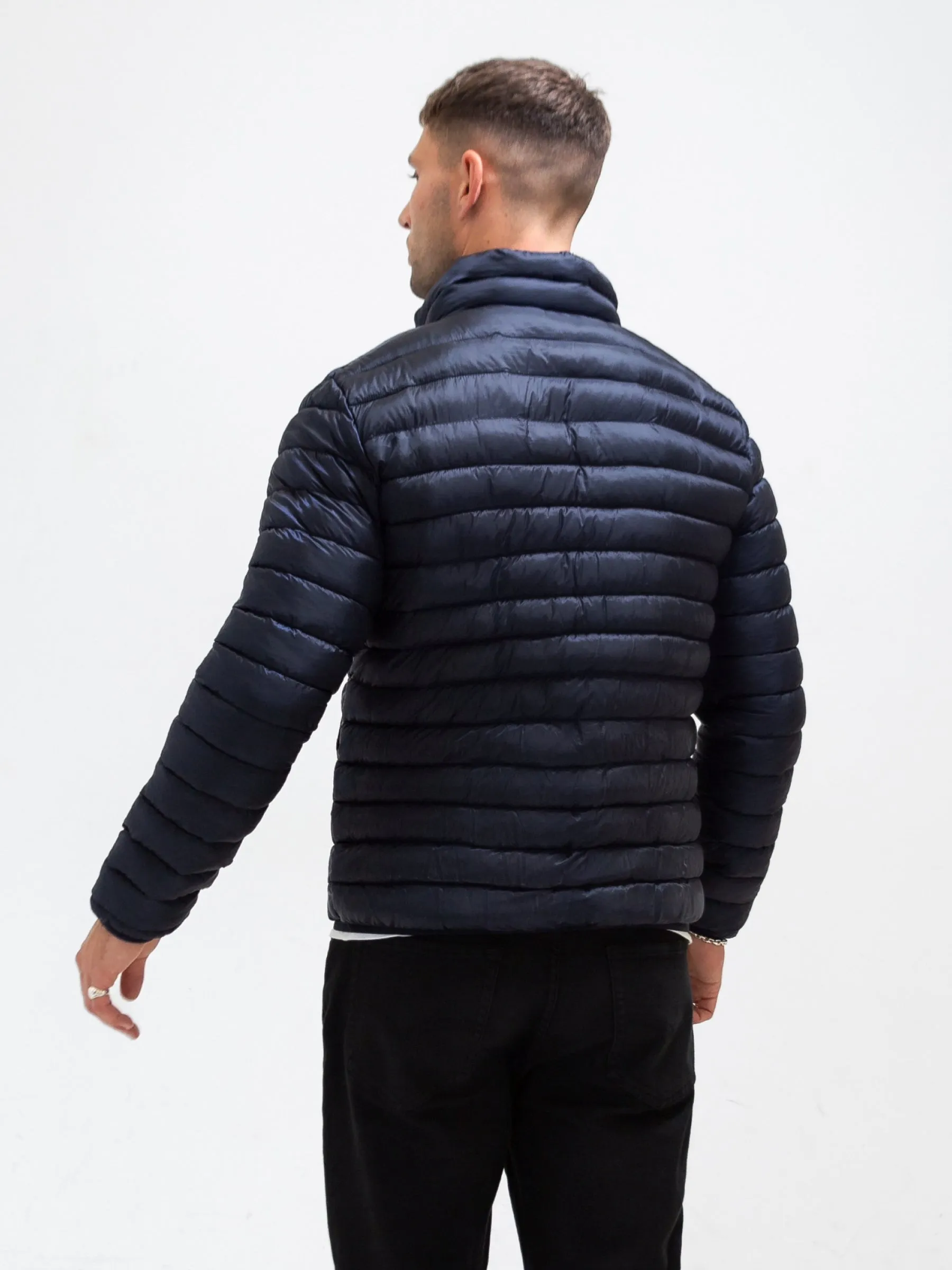 Lucas Lightweight Puffer Jacket - Navy Mild Weather Layer Breathable Material