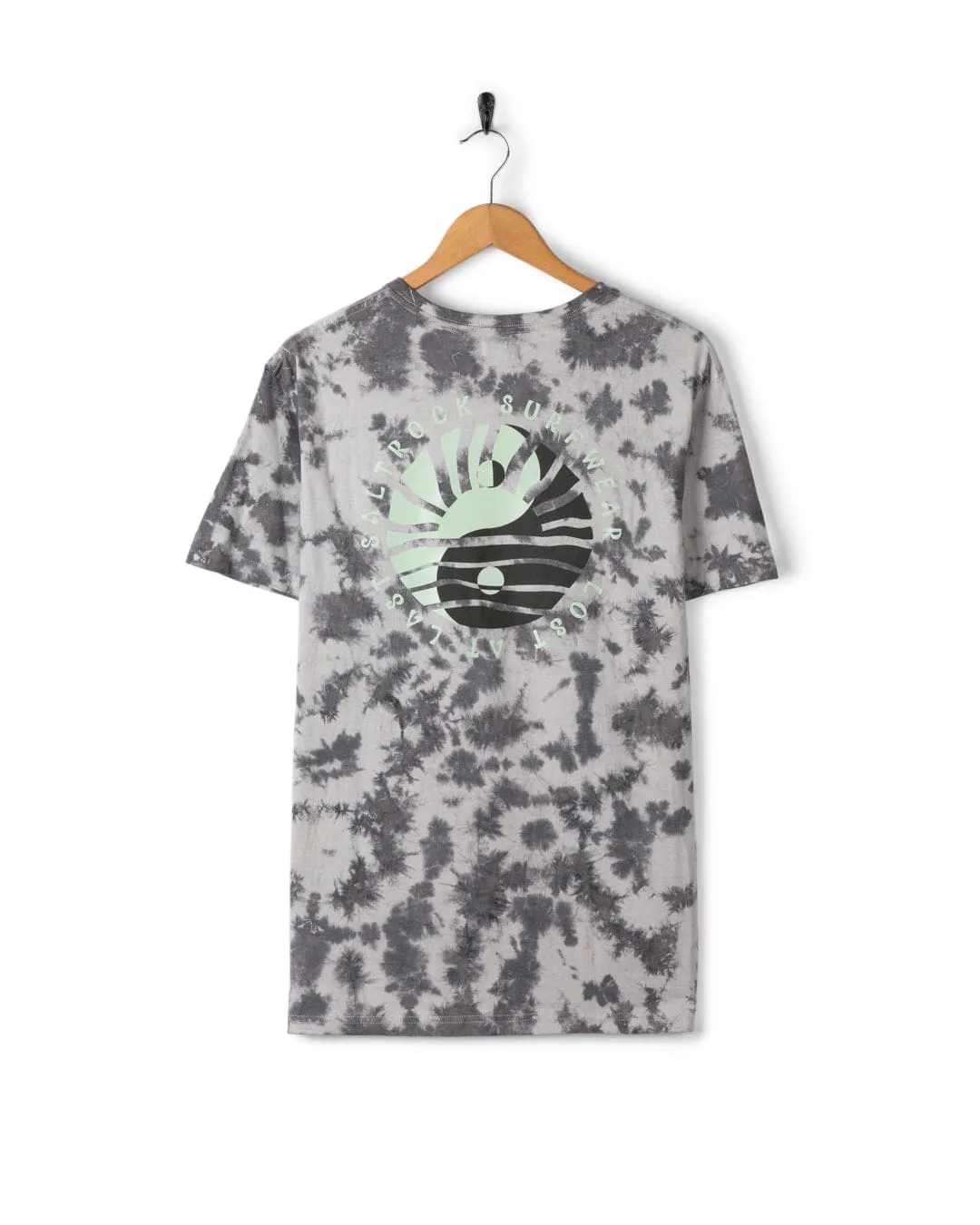 windproof Yinyang Sun - Mens Tie Dye Short Sleeve T-Shirt -Grey