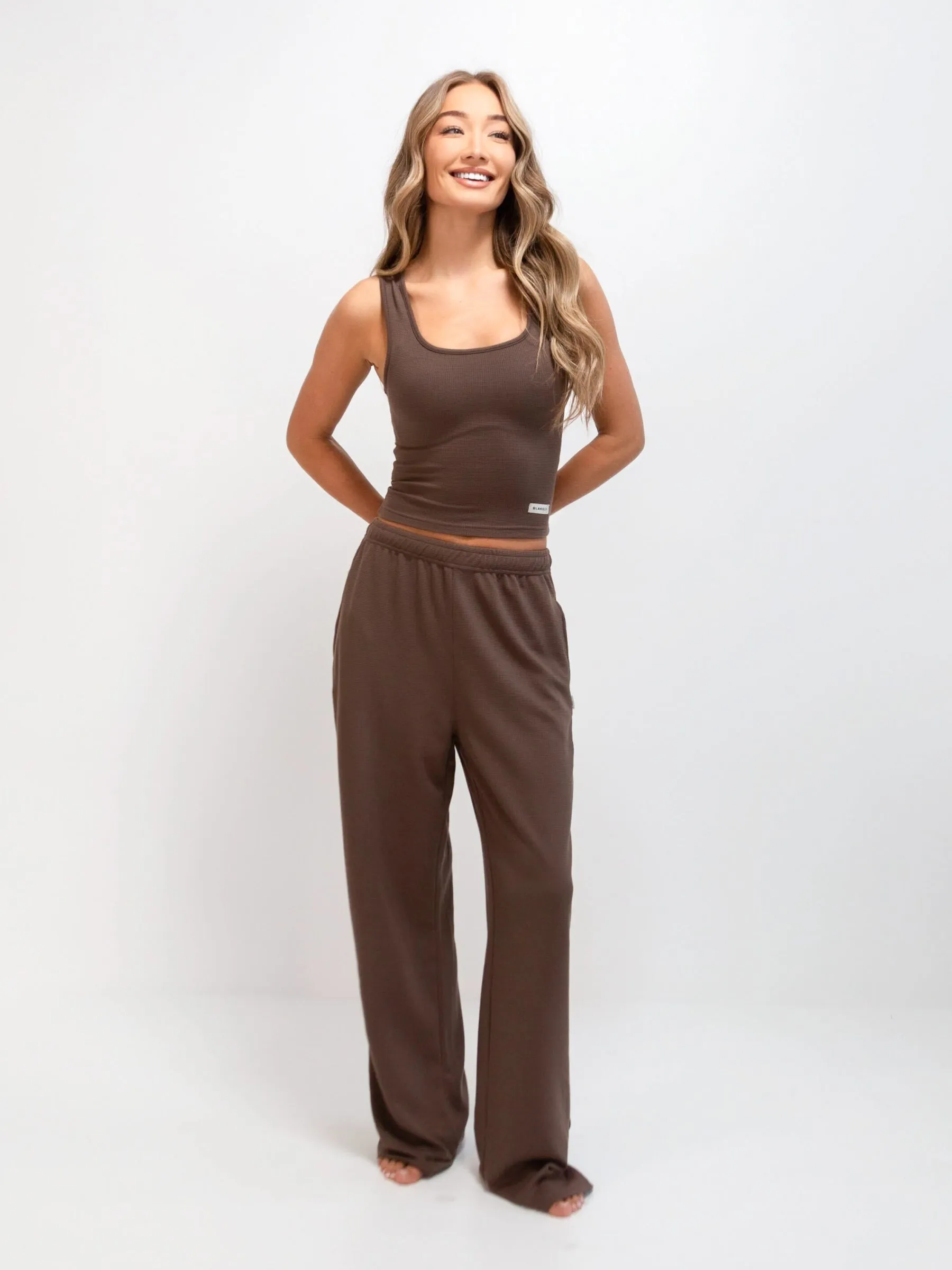 Soft Waffle Trousers - Brown Fashion Piece