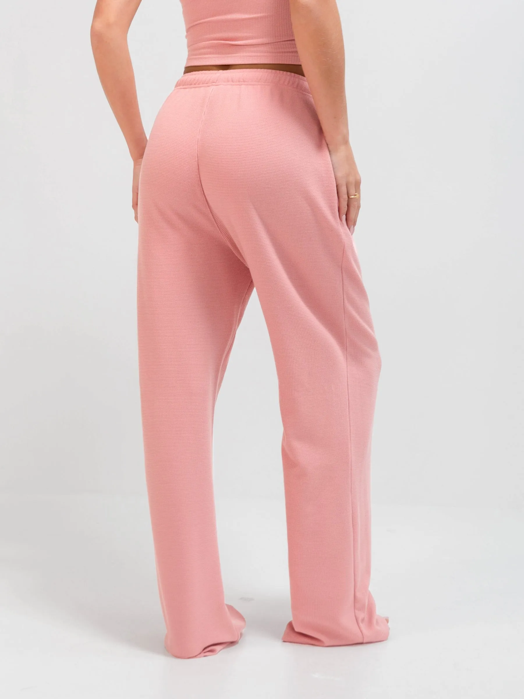 Popular Staple Daily Essentials Soft Waffle Trousers - Rose Pink