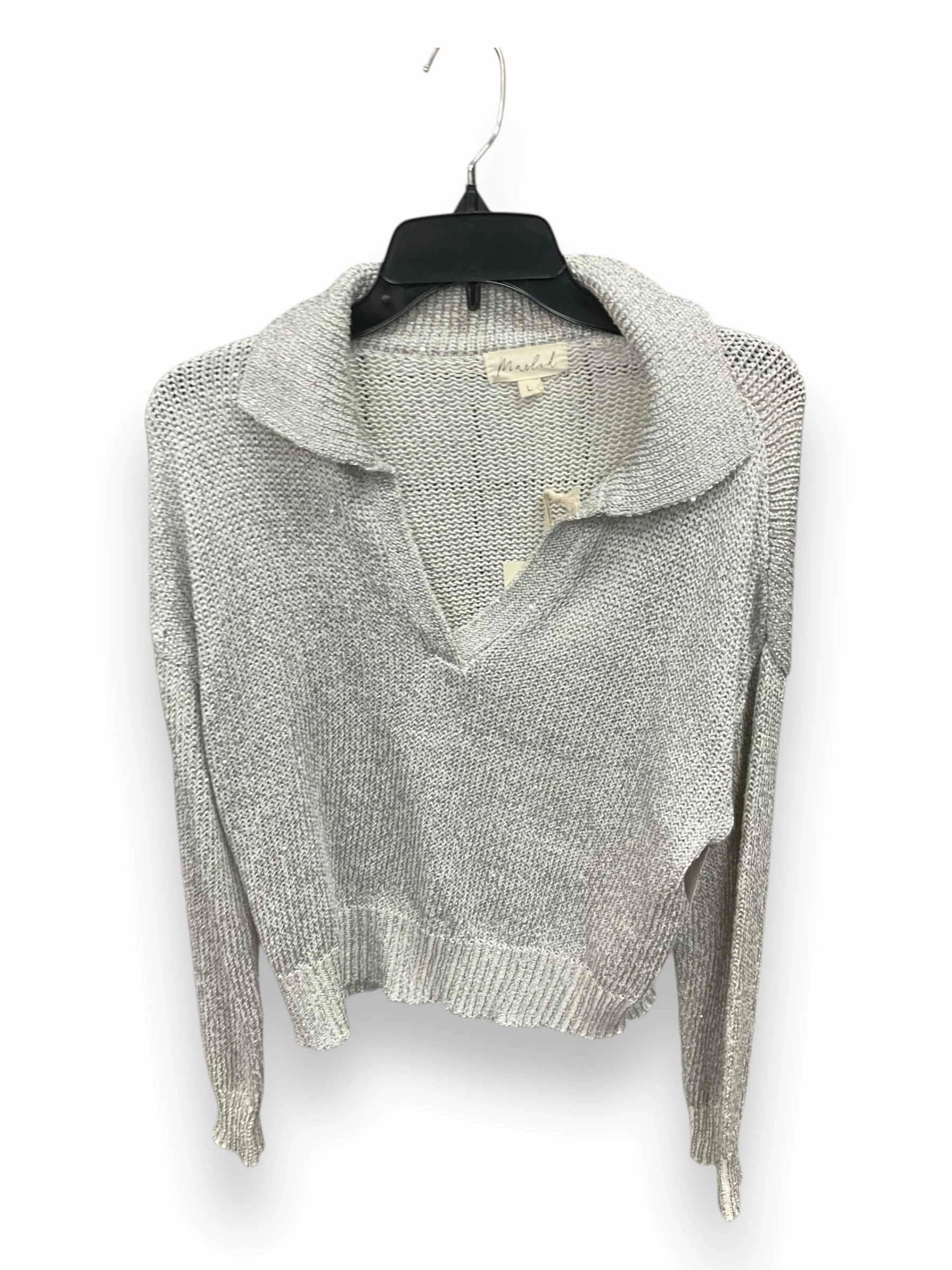 Mesh Panel Details LightweightFabric Sweater By Marled In Grey, Size: L