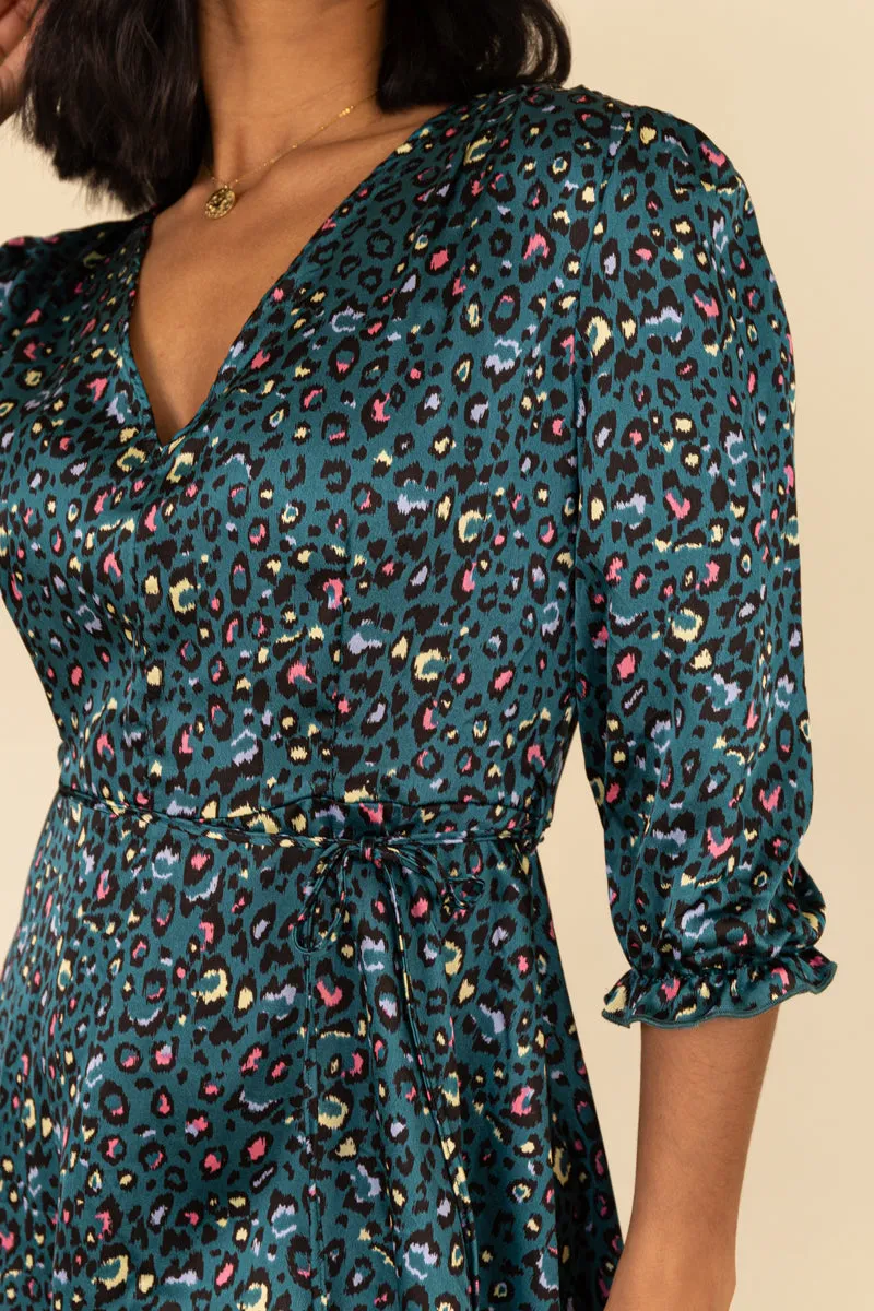 perfect for events Soroya Green & Pink Leopard Dress