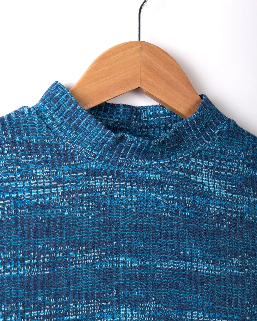 Reinforced Hemline Space Dye Brooklyn - Womens Funnel Neck Top - Blue