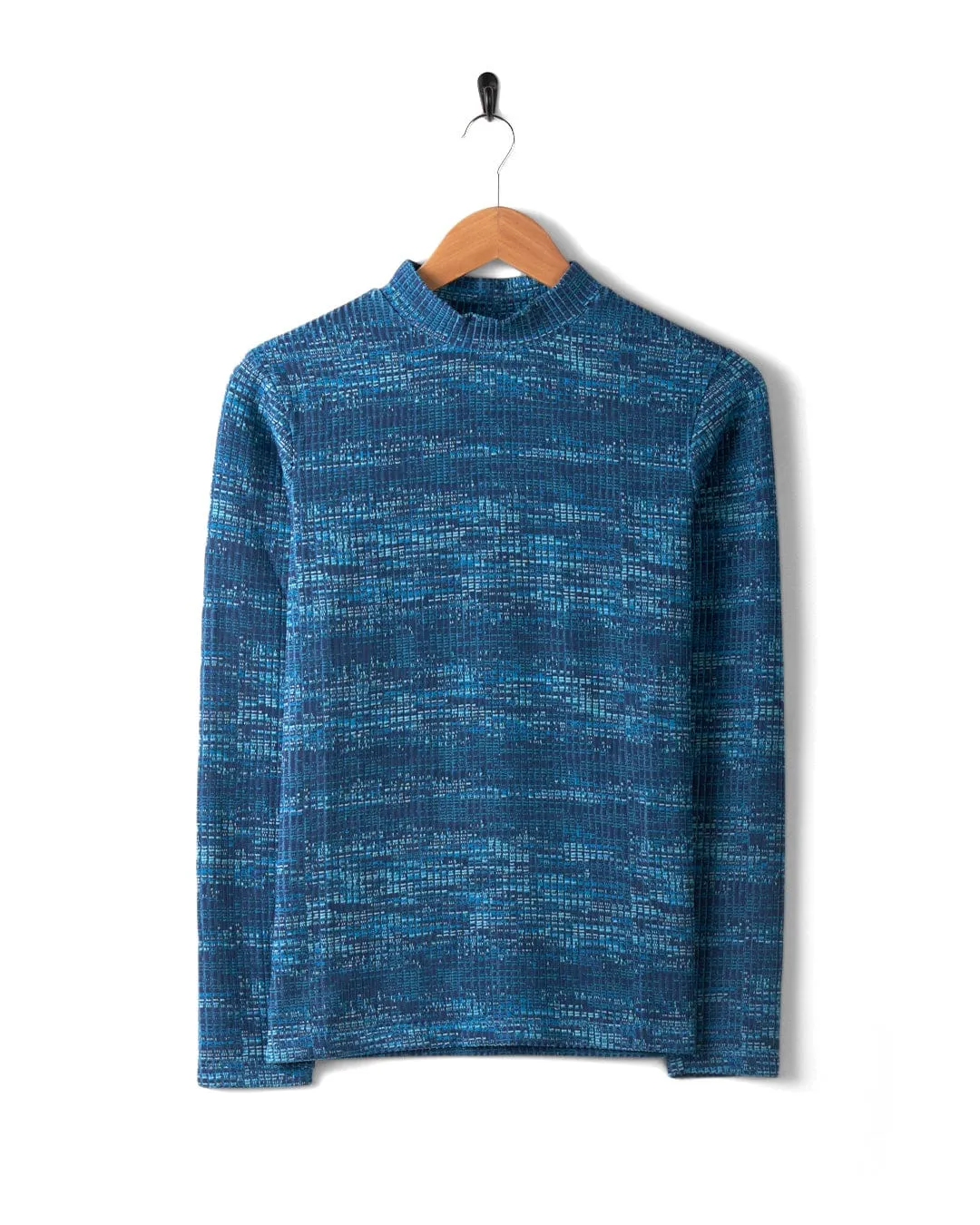 Low carbon footprint Space Dye Brooklyn - Womens Funnel Neck Top - Blue