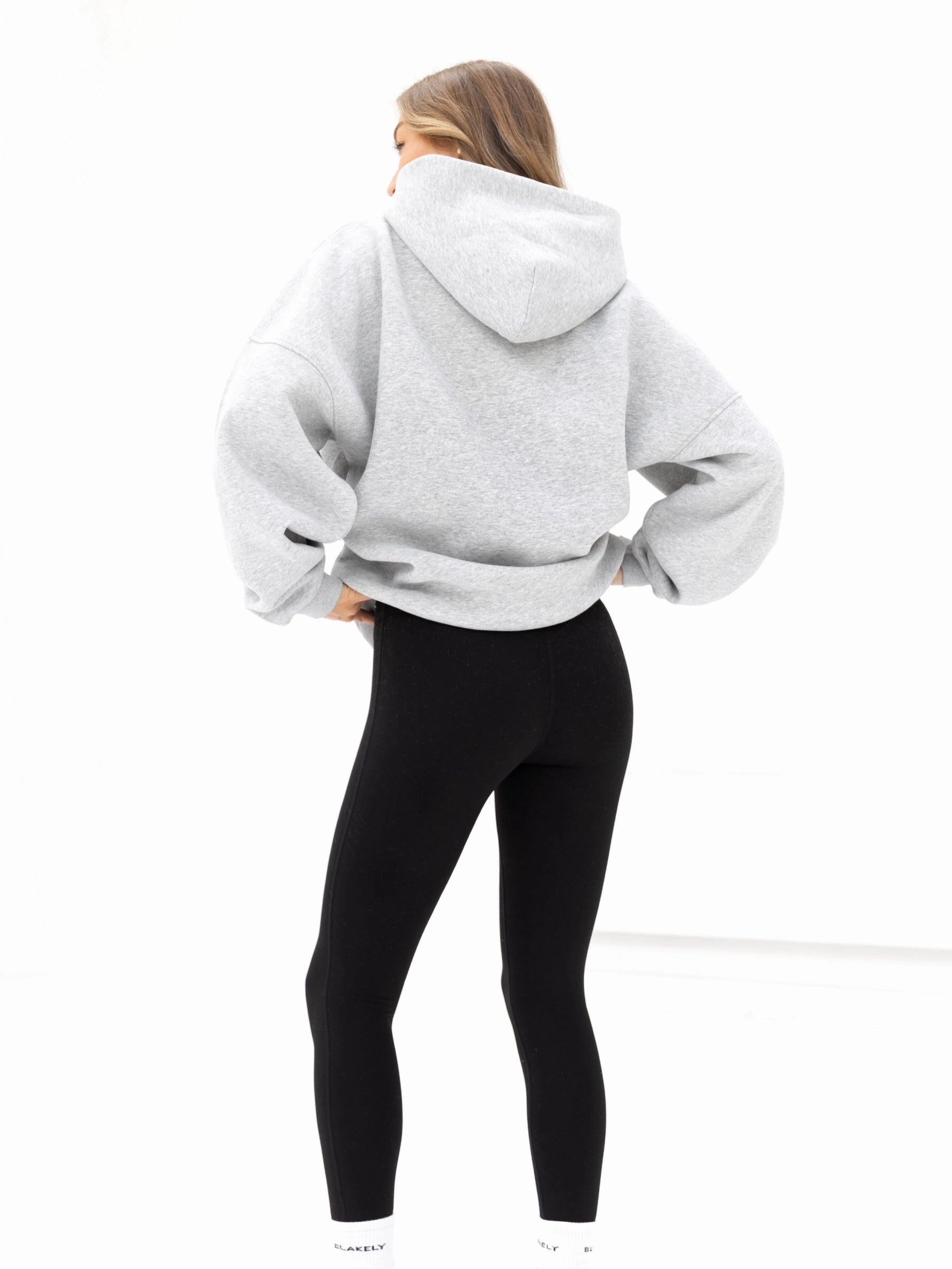 Logo Oversized Hoodie - Marl Grey College Campus Double Layered Hood