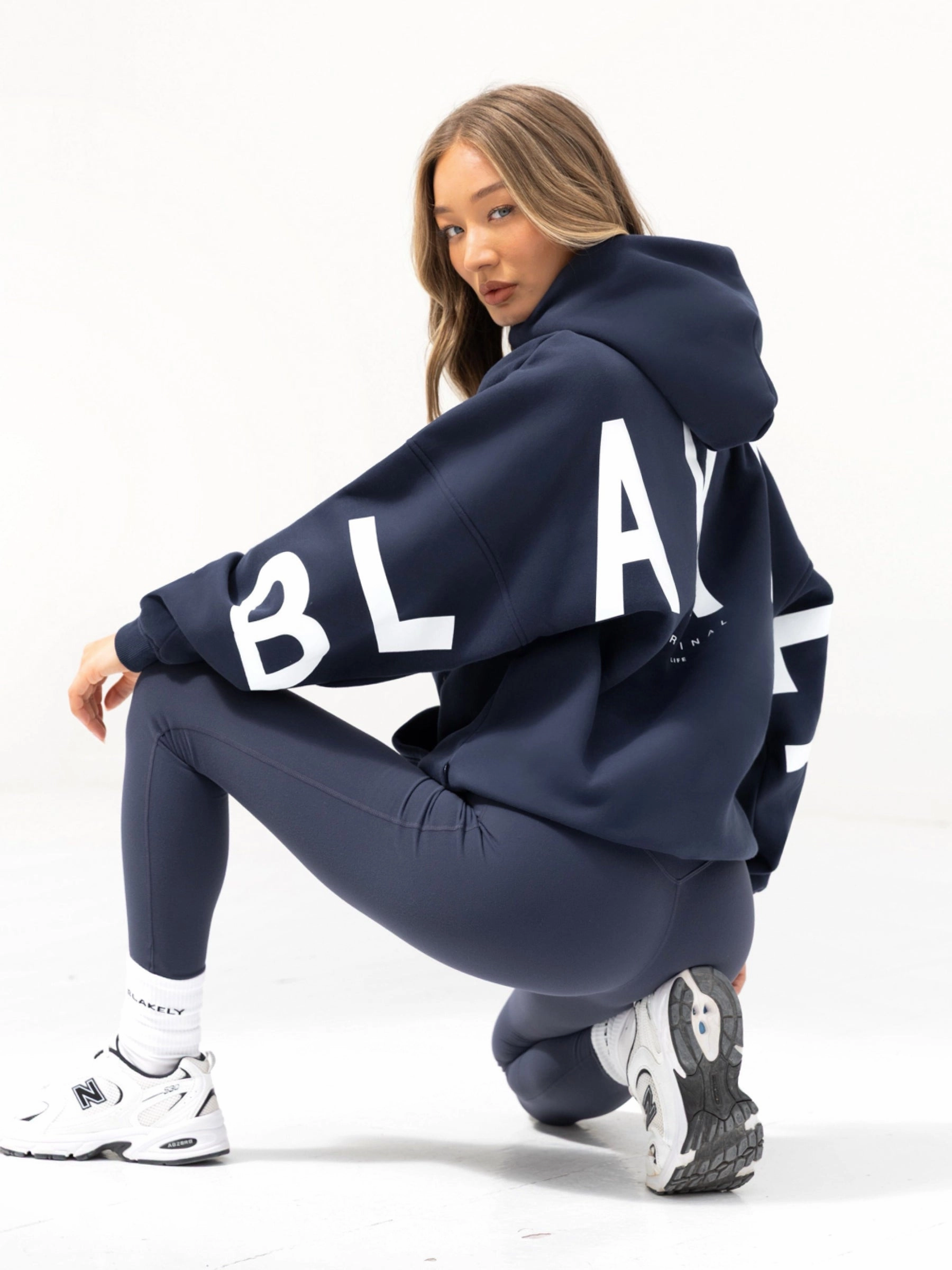 Peccary like Taped Shoulder Seams Isabel Oversized Hoodie - Midnight Blue