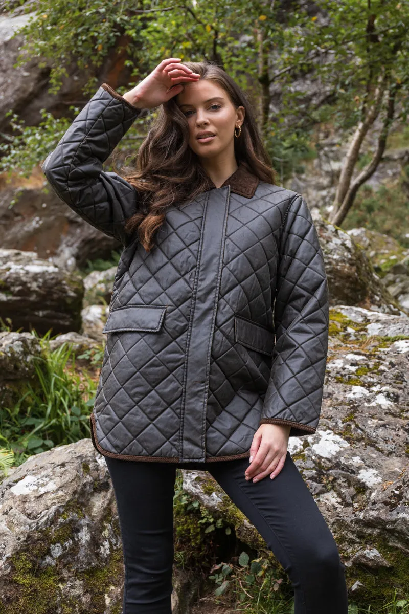Basic Fit Double Stitch Seams Mountain Quilted Peat Jacket