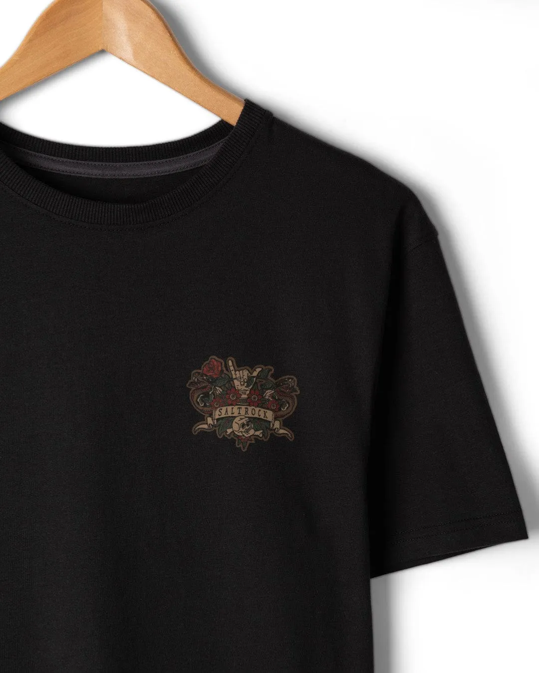 fade resistant color Breathable apparel Stag Tattoo - Mens Short Sleeve T-Shirt - Black