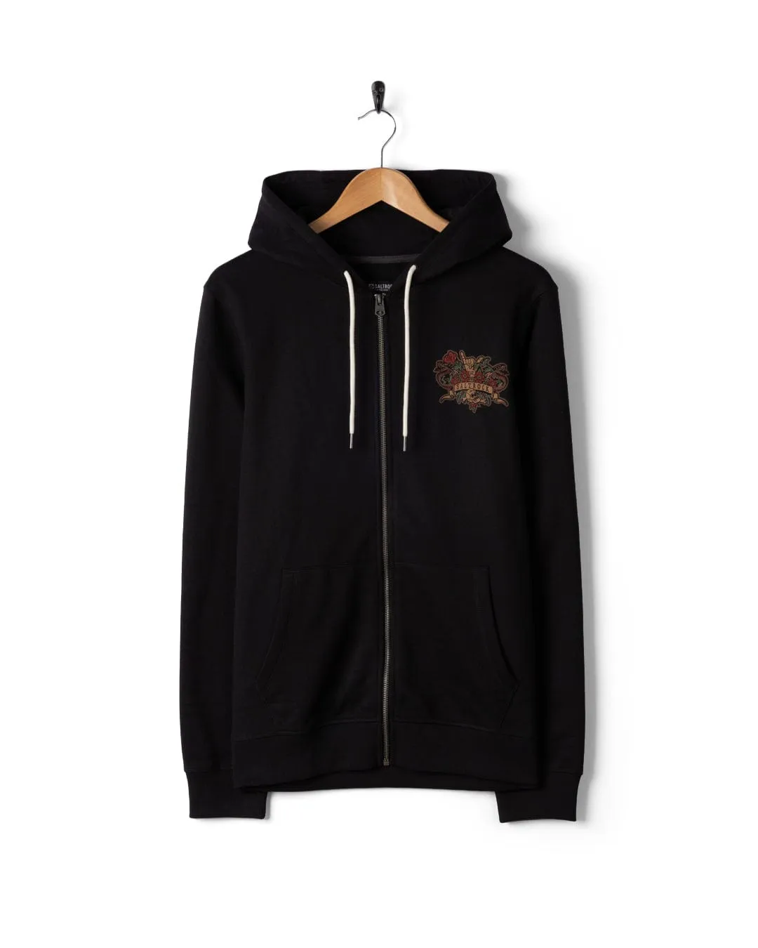 Perfectly Warm Stag Tattoo - Mens Zip Hood - Black