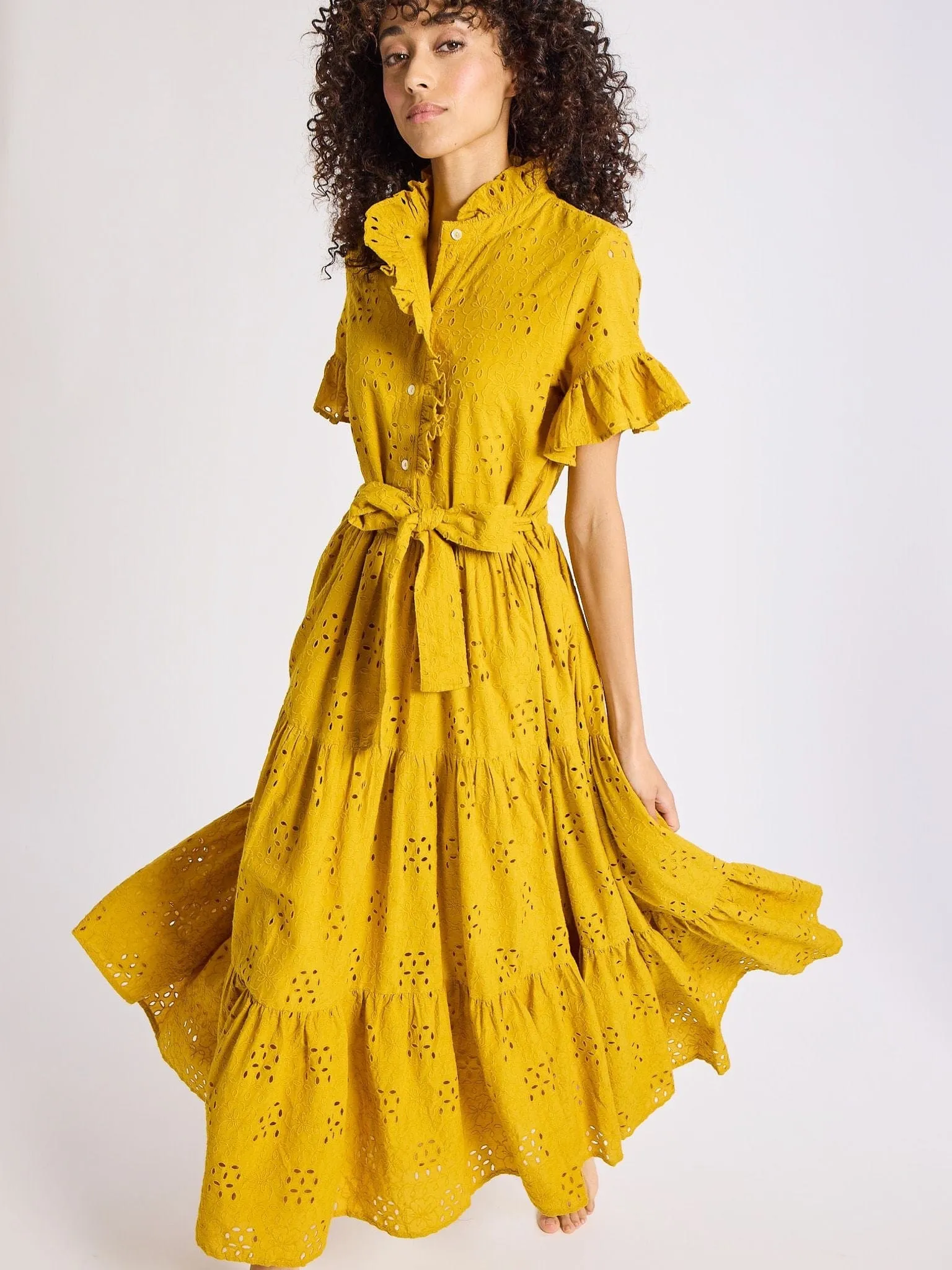 Smart Edge Perfect Day-to-Night Victoria Dress in Marigold Eyelet