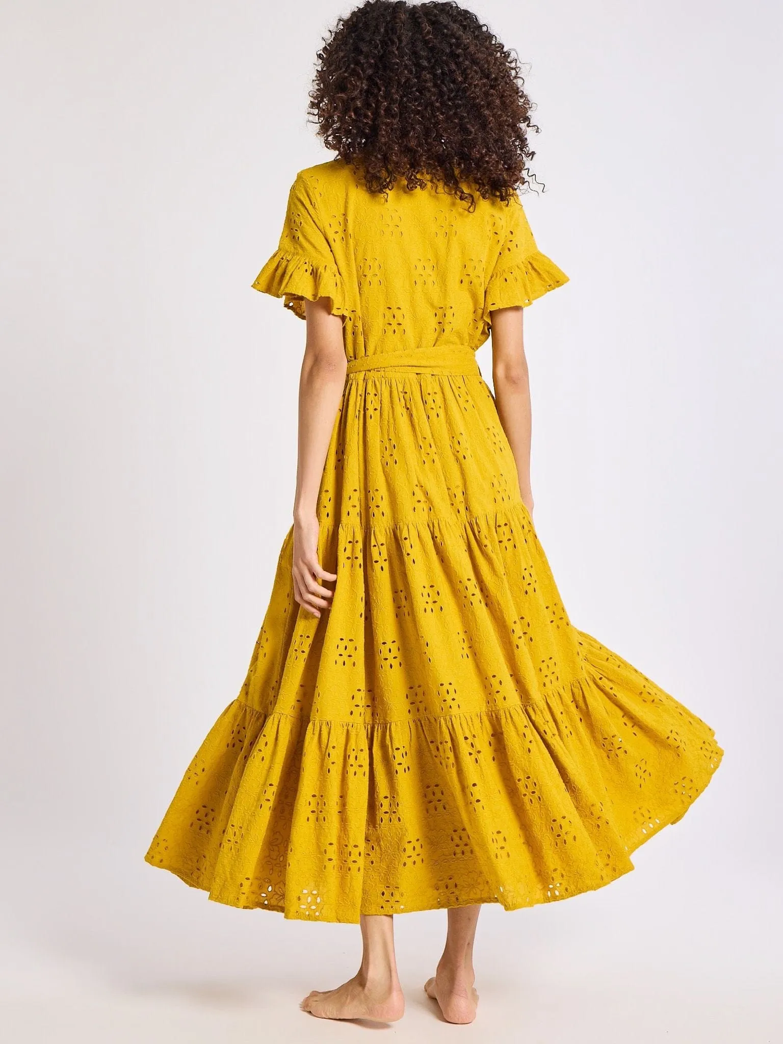 Victoria Dress in Marigold Eyelet Bold Simplicity