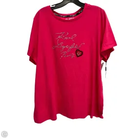 Bold Statement Sleek Waist Top Short Sleeve Designer By Karl Lagerfeld In Pink, Size: 1x