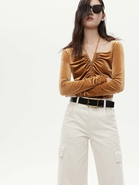 Square Collar Pleated Top Anti Ride Up Design Odor Control Fabric