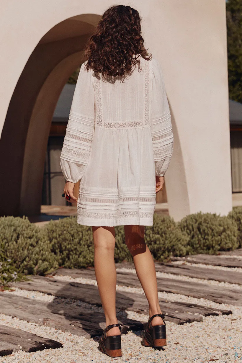Empire-Waist Chill Lines Stevie Lace Boho Mini Dress
