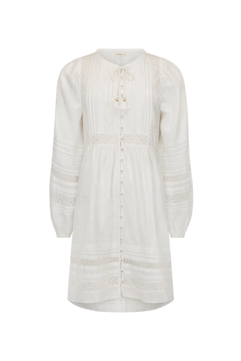 Draped Fabric Stevie Lace Boho Mini Dress