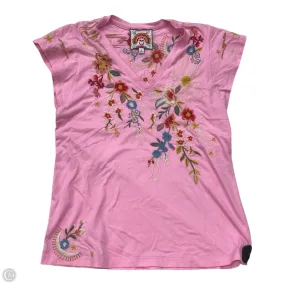 Minimalist Comfort UV Protective Fabric Top Short Sleeve Designer By Johnny Was In Pink, Size: Xs