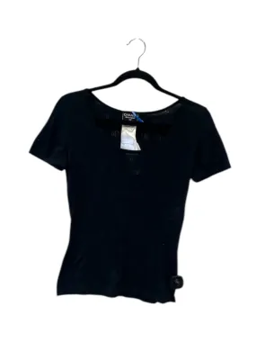 FLASH 25% off - Top Short Sleeve Luxury Designer By Chanel In Black, Size: S yoga clothing