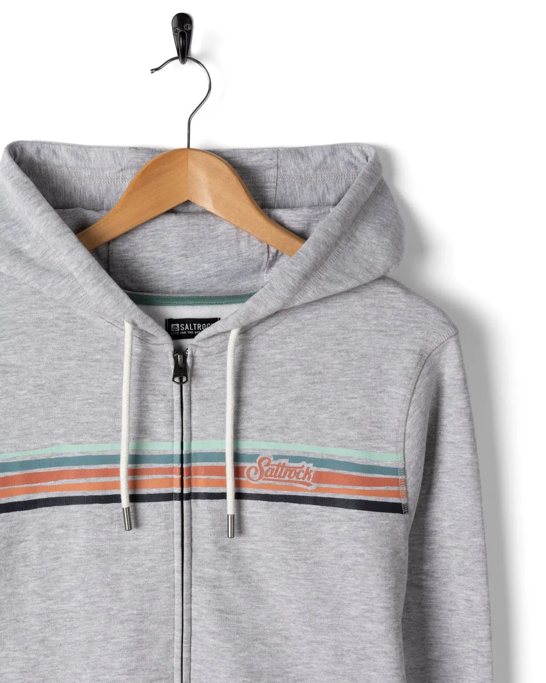 Torn Stripe - Mens Zip Hoodie - Grey Comfy Layer Effortless Fashion