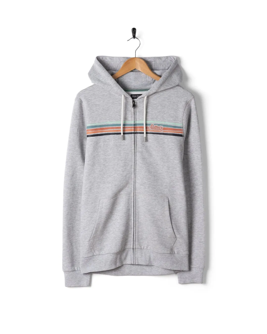 Torn Stripe - Mens Zip Hoodie - Grey Warm Fit