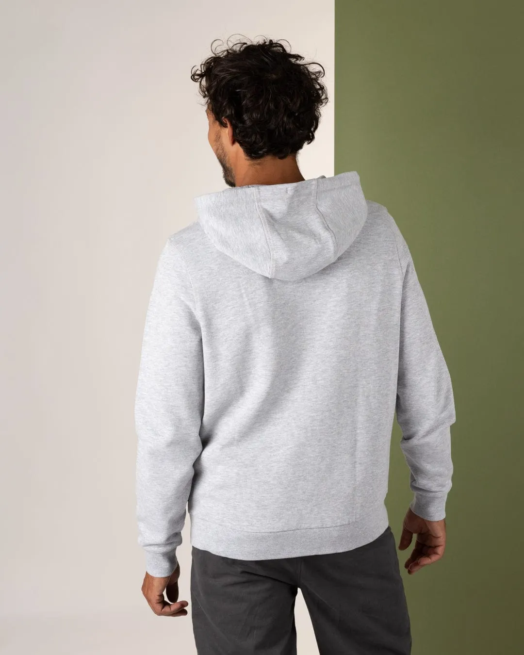 Torn Stripe - Mens Zip Hoodie - Grey Eco Friendly Dye Process