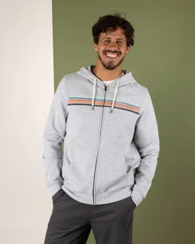 Quick Knit Torn Stripe - Mens Zip Hoodie - Grey