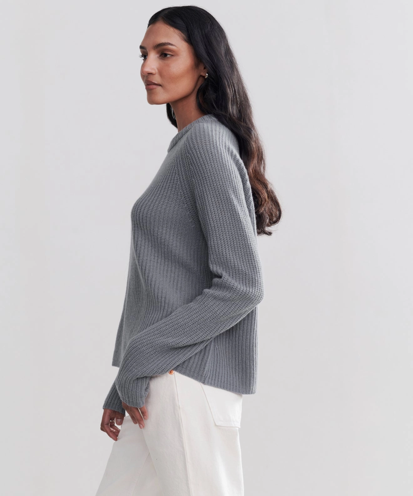 Cashmere Fisherman Sweater Layered Neckline Breathable touch