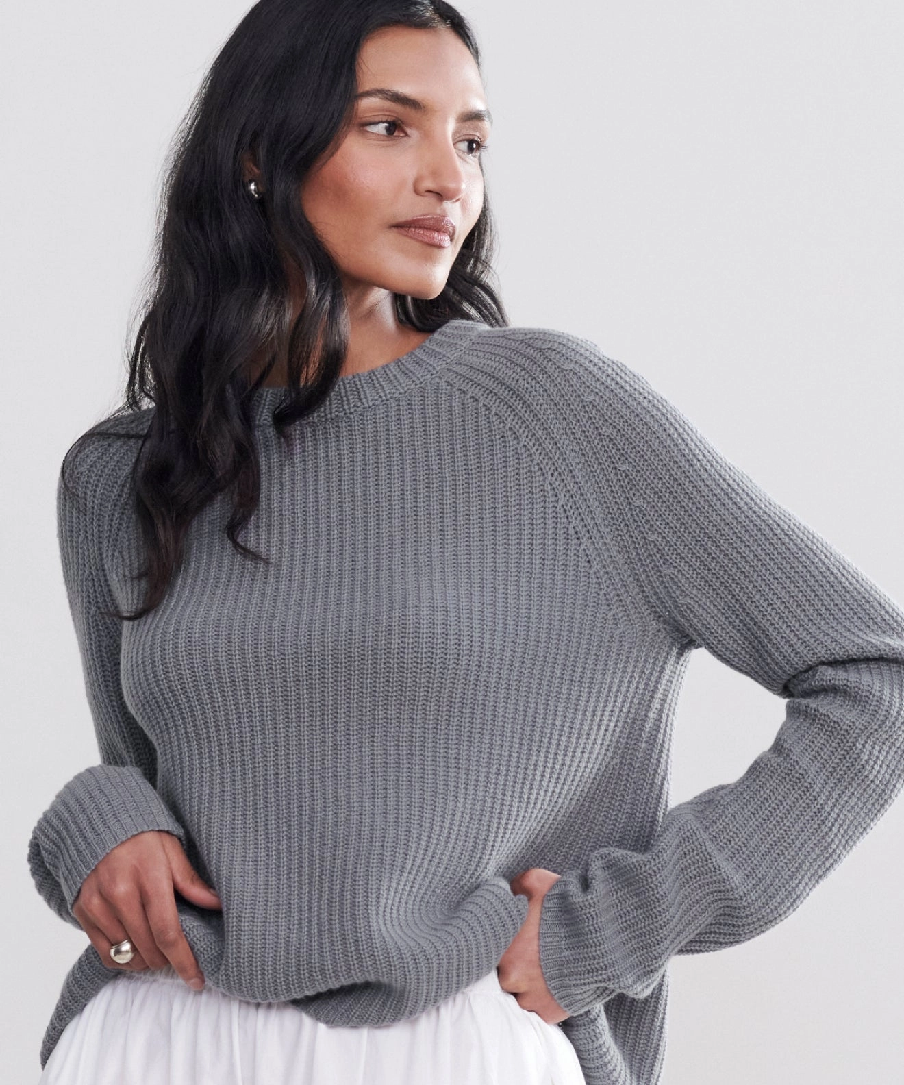 Cashmere Fisherman Sweater Elastic cuffs Textured Knit