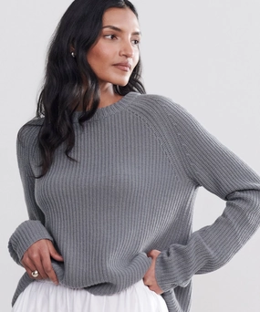 Cashmere Fisherman Sweater Elastic cuffs Textured Knit