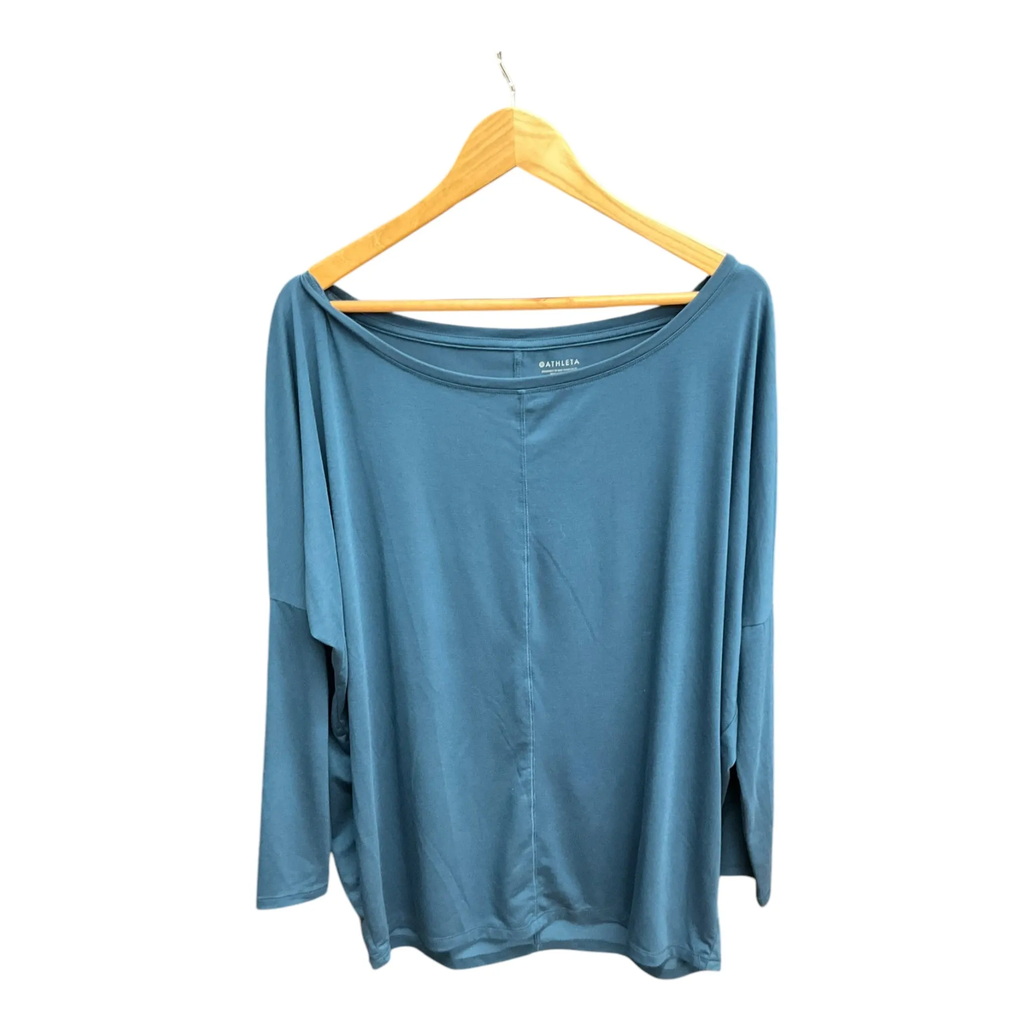 ButterySoftTextile Athletic Top Long Sleeve Crewneck By Athleta In Blue & Brown, Size: Xl