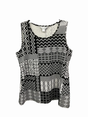 Durable Hem Stitching UltraSoft Blend Top Sleeveless By Christopher And Banks In Black White, Size: L