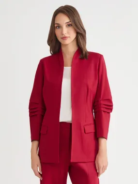 Eco Friendly Material AdjustableHood Tailored LuxeStretch Ponte Blazer, Scarlet Red - True Fit