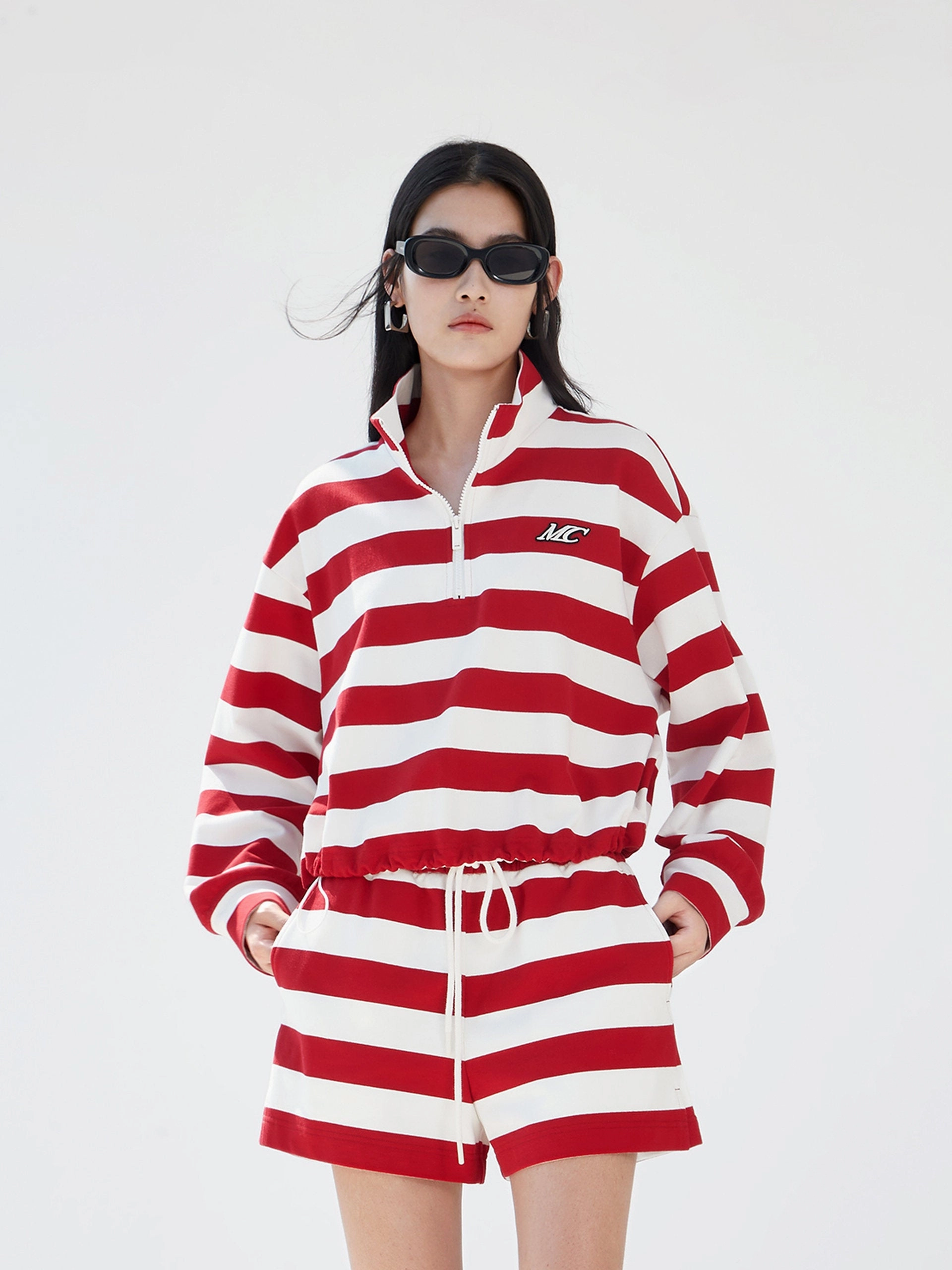 Ultra Fine Yarn Striped Logo Cotton Top