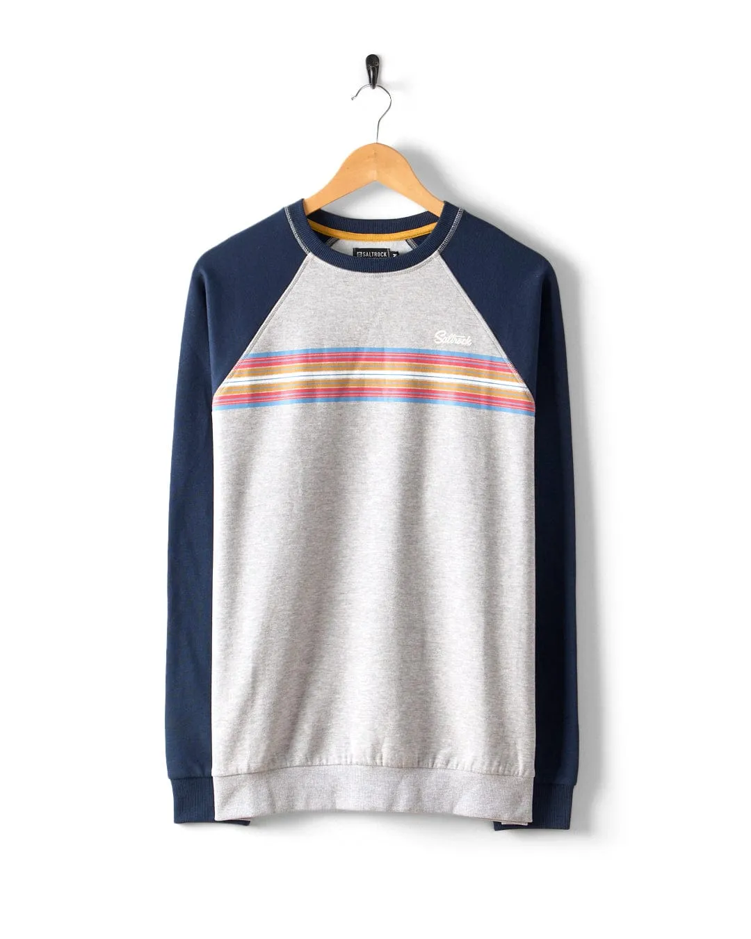 Classic Stripe - Mens Raglan Sweat - Blue/Grey Cozy Style